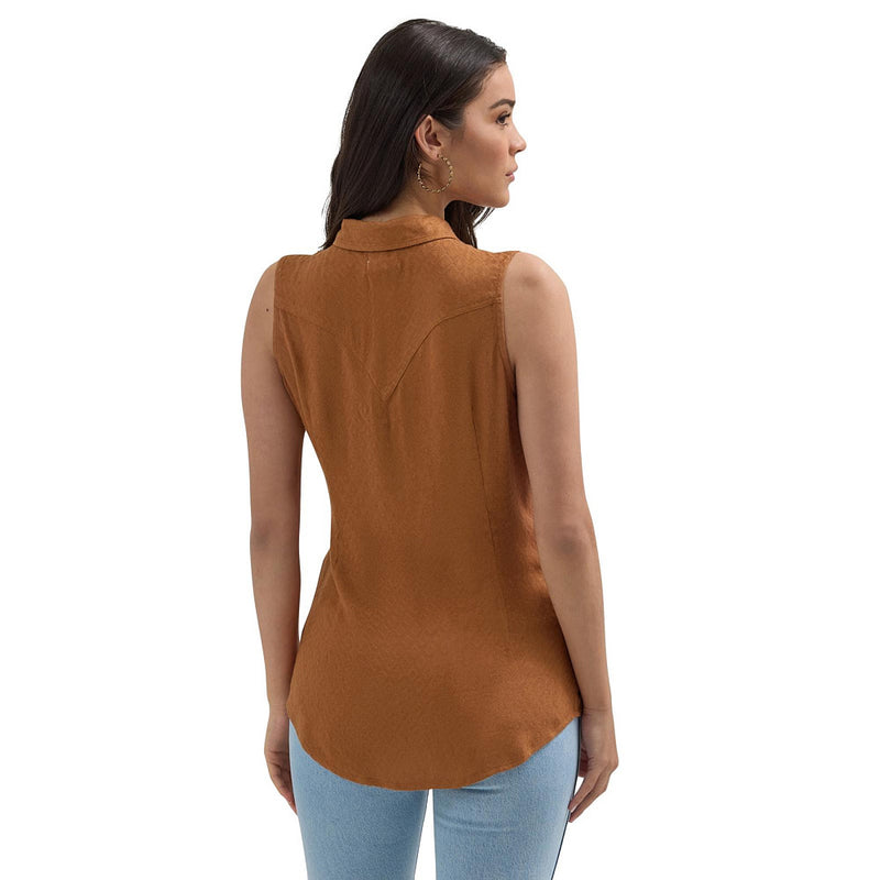 Wrangler Women's Brown Sleeveless Western Shirt