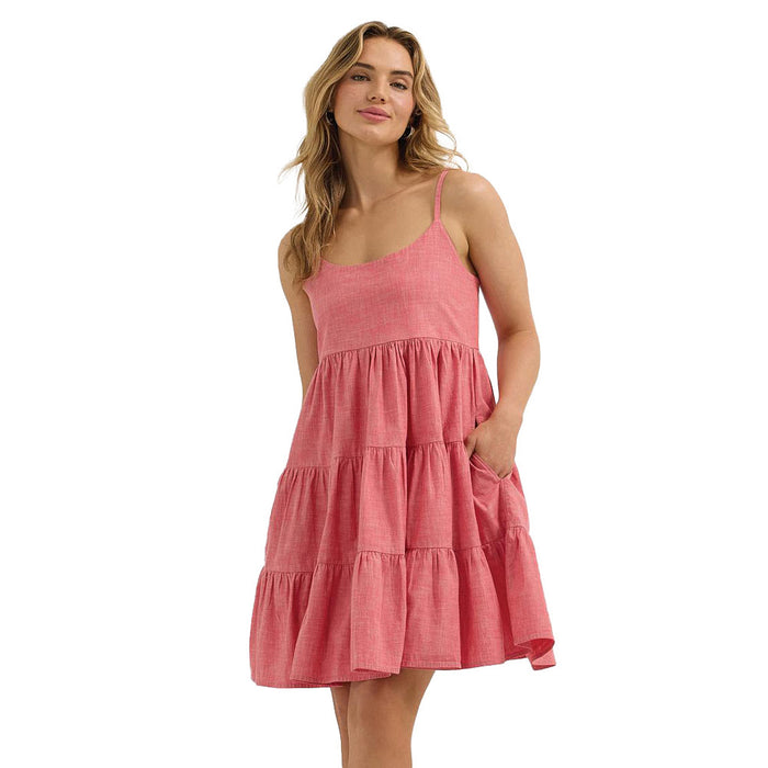 Wrangler Womens Red Tiered Mini Dress