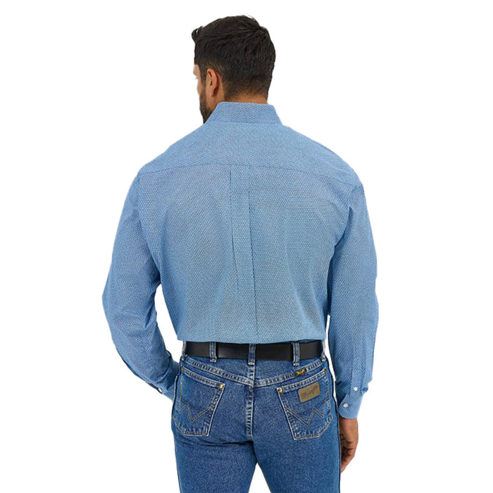 Wrangler Mens George Strait Blue Long Sleeve Button Down Shirt