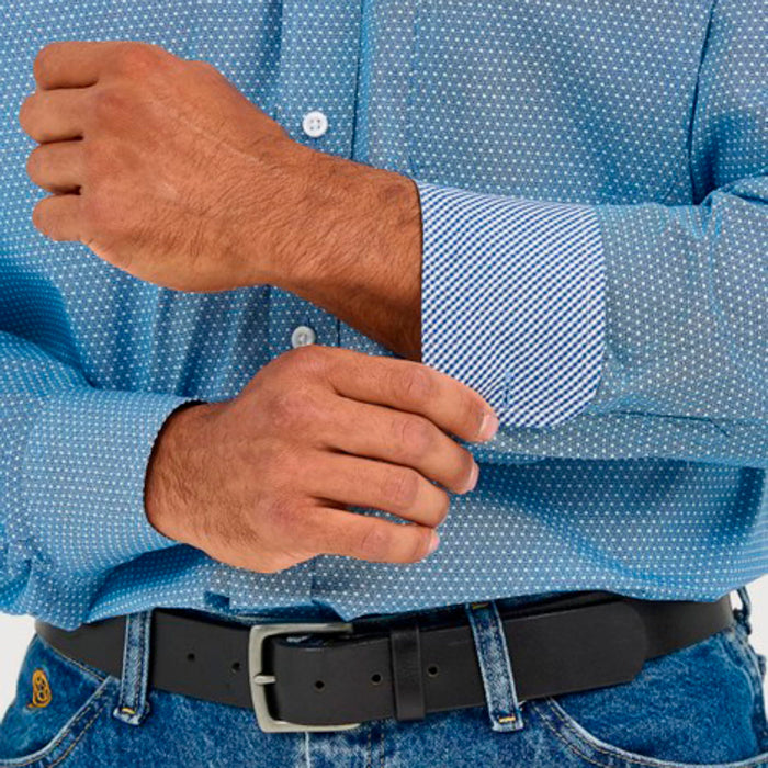 Wrangler Mens George Strait Blue Long Sleeve Button Down Shirt