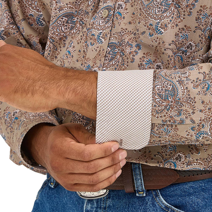 Wrangler Men's George Strait Brown Paisley Shirt