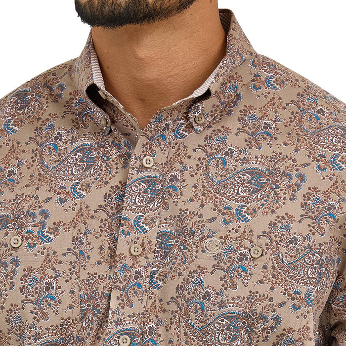 Wrangler Men's George Strait Brown Paisley Shirt