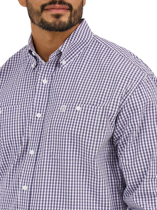 Wrangler Men's Plaid George Strait Purple Shirt