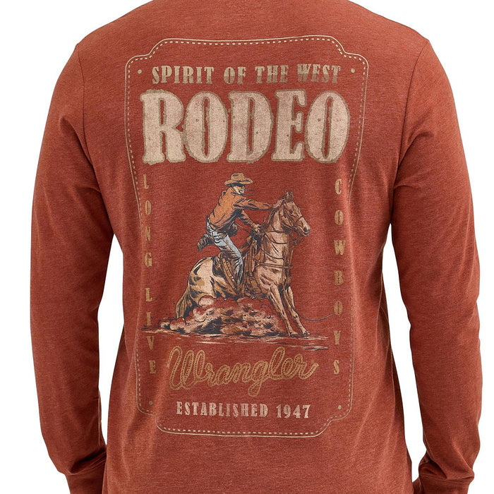 Wrangler Men's Henna Long Sleeve Logo Tee Shirt