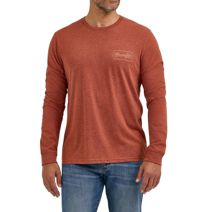 Wrangler Men's Henna Long Sleeve Logo Tee Shirt