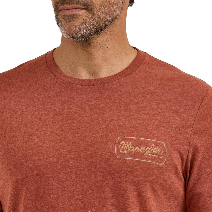 Wrangler Men's Henna Long Sleeve Logo Tee Shirt