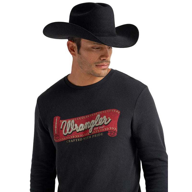 Wrangler Men's Black Logo Thermal Long Sleeve Shirt