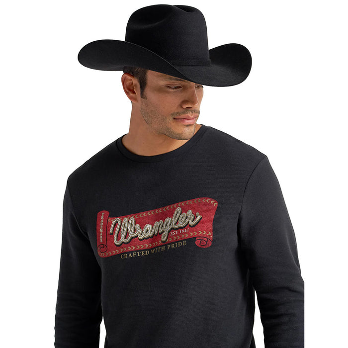 Wrangler Men's Black Logo Thermal Long Sleeve Shirt