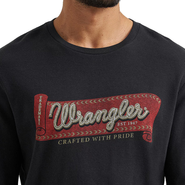 Wrangler Men's Black Logo Thermal Long Sleeve Shirt