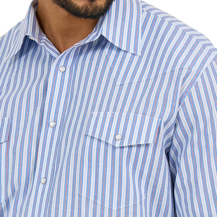 Wrangler Mens Blue/Red Wrinkle Resist Shirt