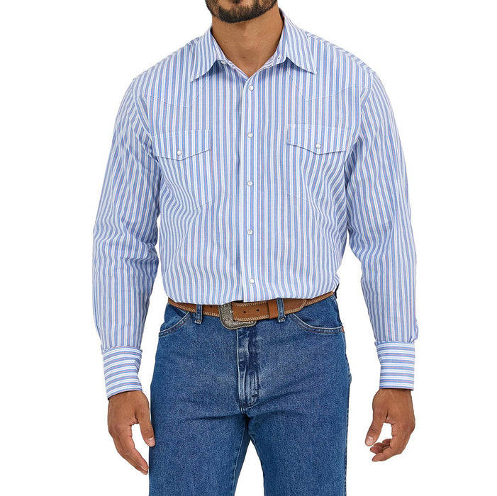 Wrangler Mens Blue/Red Wrinkle Resist Shirt