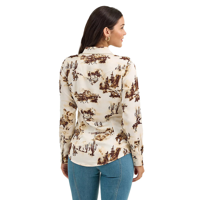 Wrangler Women's Bold Bucking Cowboy Western Snap Shirt