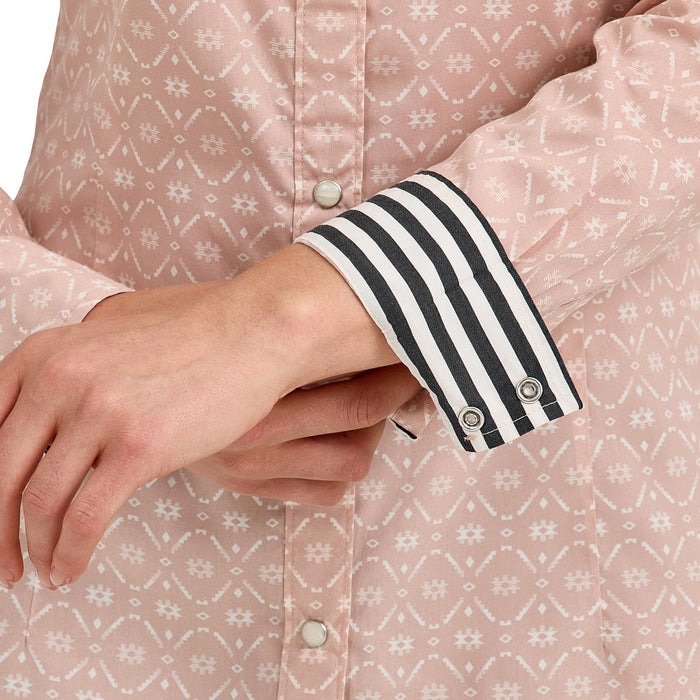 Wrangler Women's Pink Print Dress Snap Shirt