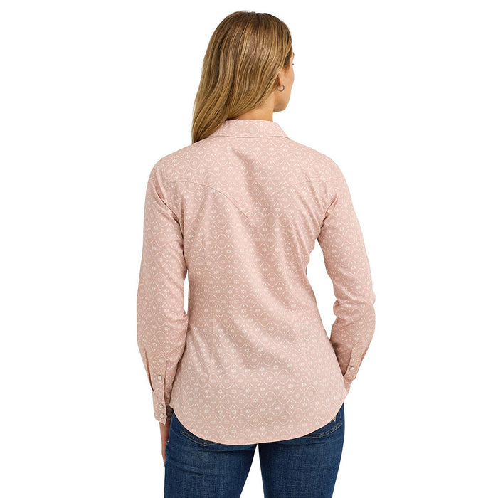Wrangler Women's Pink Print Dress Snap Shirt