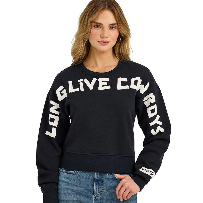 Wrangler Women's Long Live Cowboys Black Sweatshirt