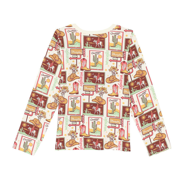 Wrangler Girls Hat and Boot Print Long Sleeve Tee Shirt