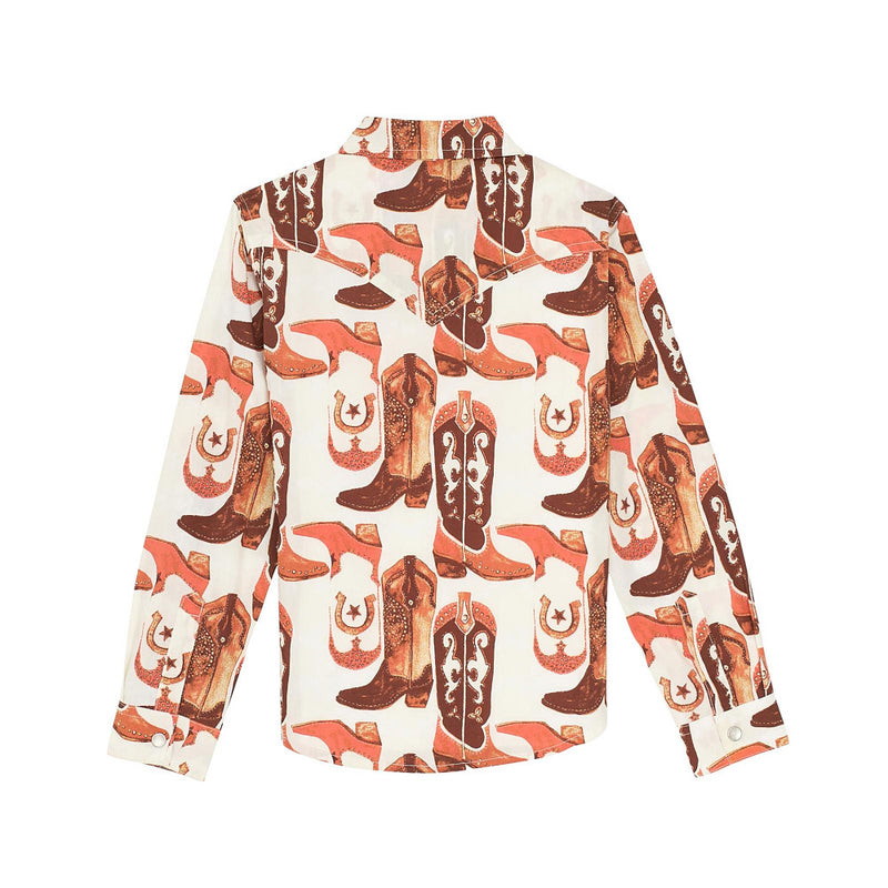 Wrangler Girl's Pink Boot Print Shirt