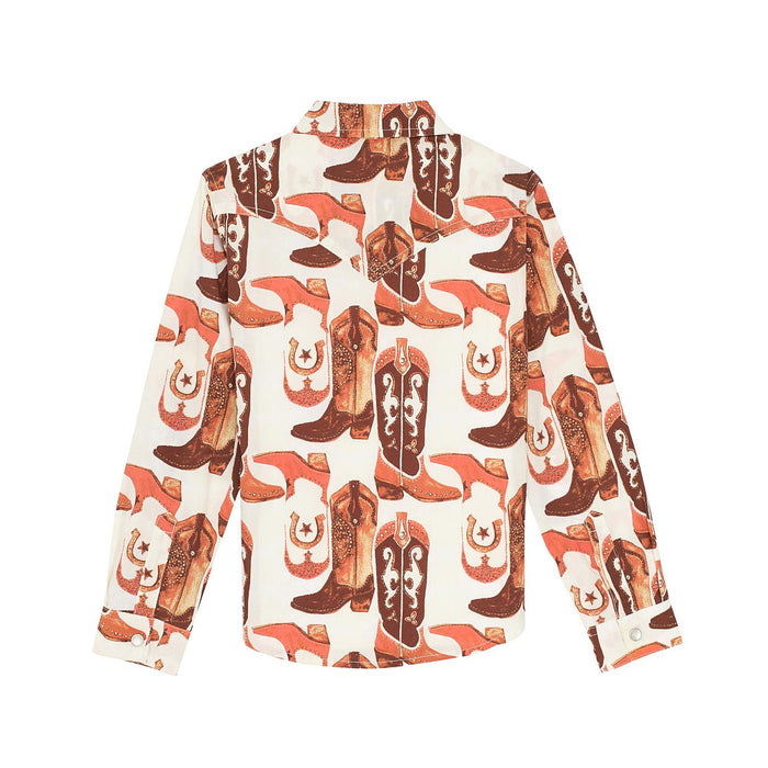 Wrangler Girl's Pink Boot Print Shirt