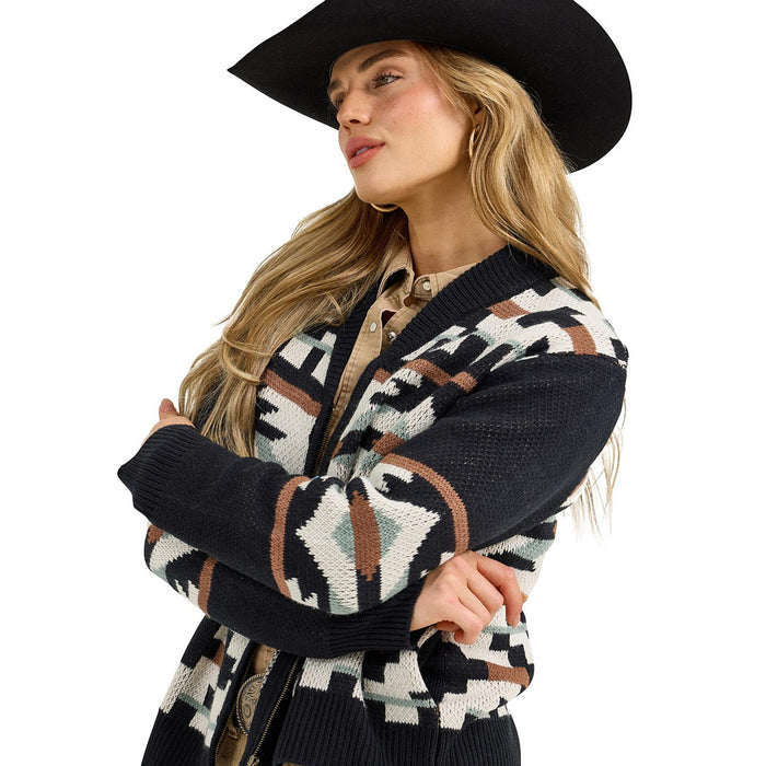 Wrangler Women's Punchy Print Bomber Sweater