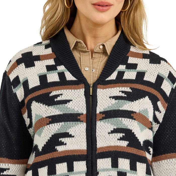 Wrangler Women's Punchy Print Bomber Sweater