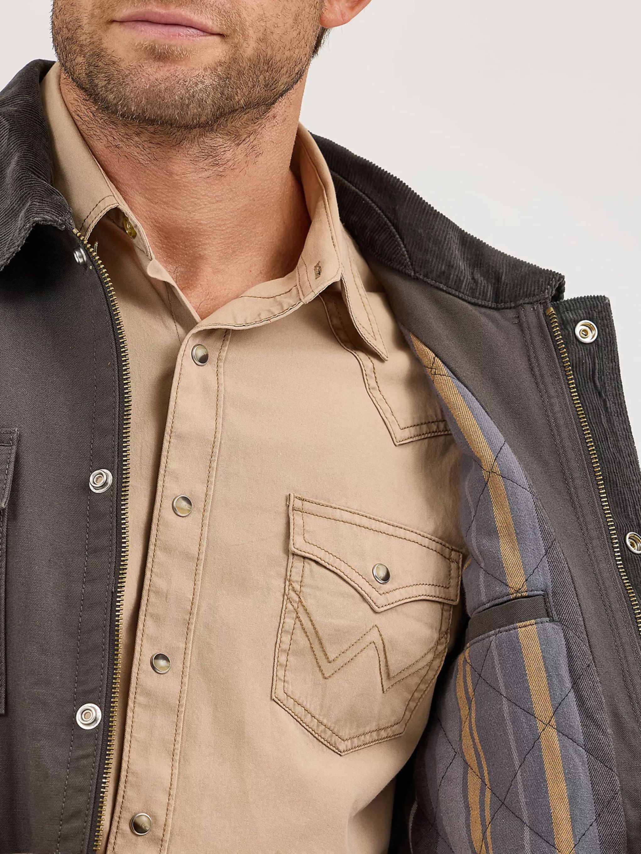 Wrangler Men's Western Lined Zip Barn Coat