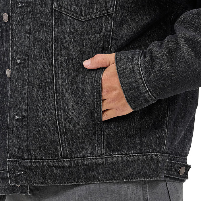 Wrangler Men's Washed Black Blanket Lined Denim Jacket