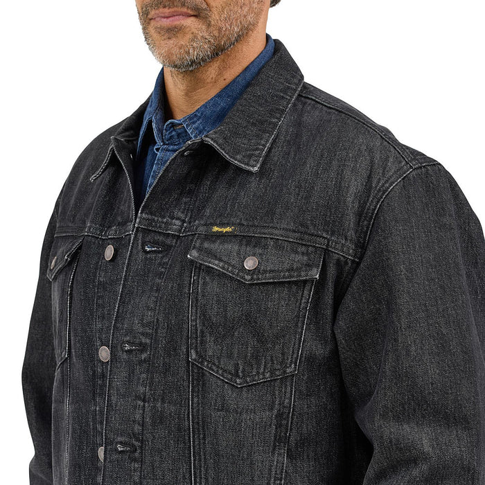 Wrangler Men's Washed Black Blanket Lined Denim Jacket