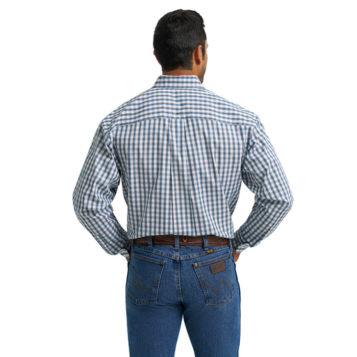 Wrangler Men's Blue Classic Long Sleeve Plaid Shirt