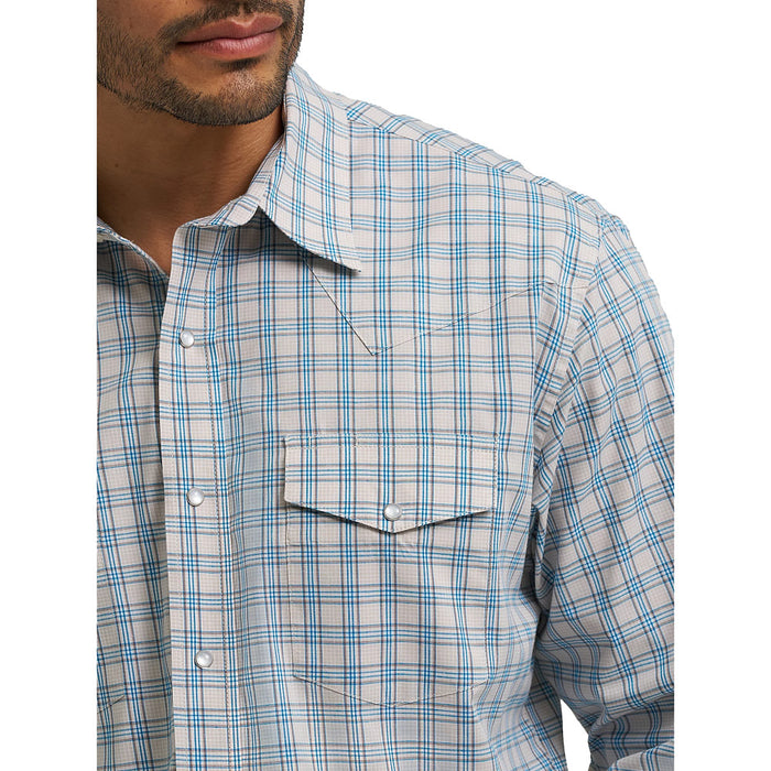 Wrangler Men's Tan Plaid Wrinkle Resist Shirt