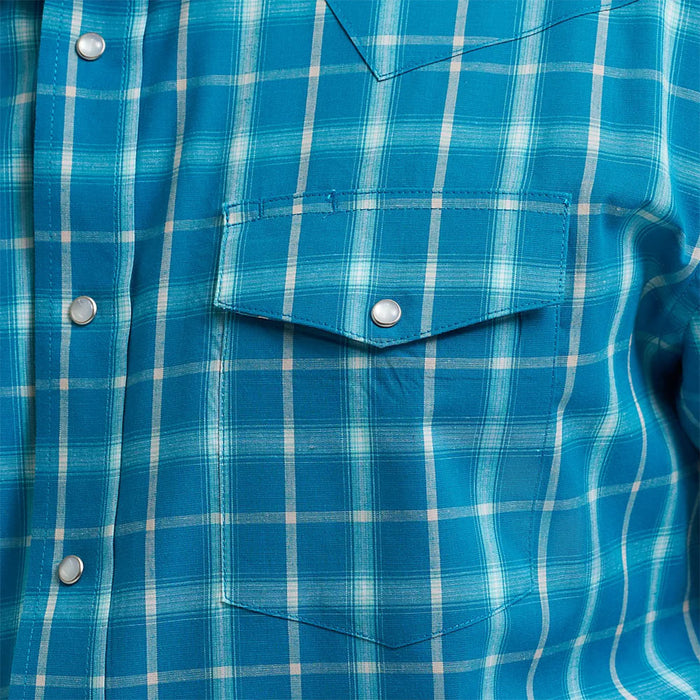 Wrangler Men's Western Blue Plaid Shirt