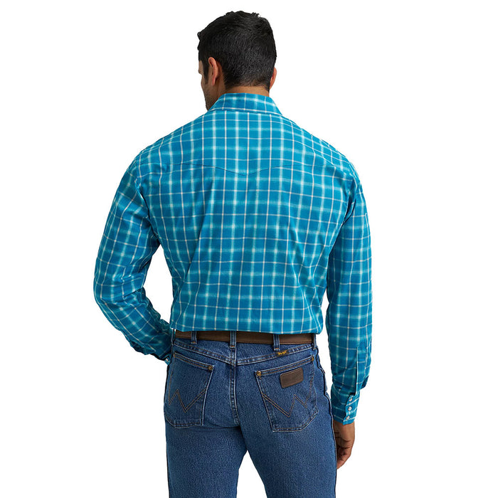 Wrangler Men's Western Blue Plaid Shirt