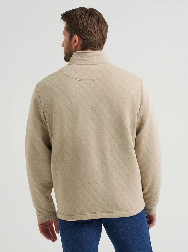 Wrangler Men's George Strait Quarter Zip Quilted Tan Pullover