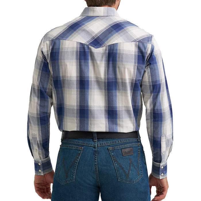 Wrangler Men's Blue Plaid Print 20X Competition Shirt
