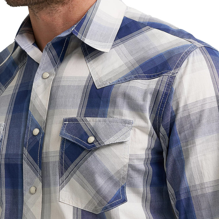 Wrangler Men's Blue Plaid Print 20X Competition Shirt