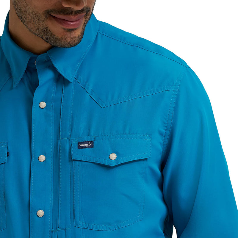Wrangler Men's Long Sleeve Teal Performance Shirt