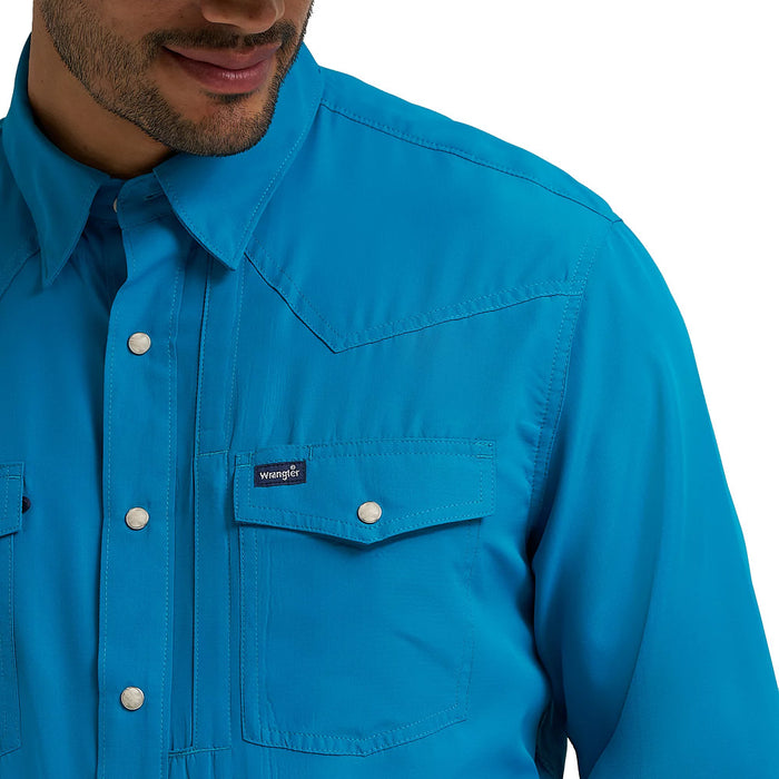 Wrangler Men's Long Sleeve Teal Performance Shirt