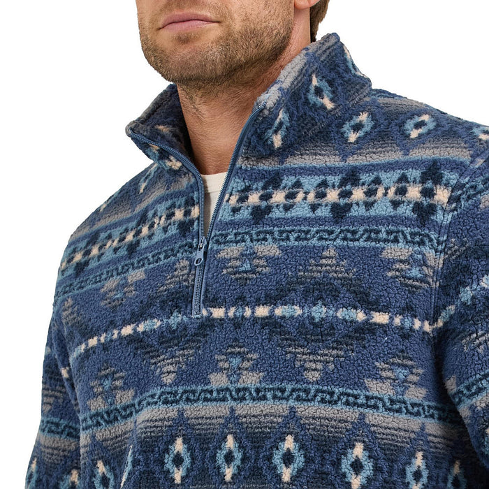 Wrangler Men's Vintage Indigo Sherpa 1/4 Zip Pullover