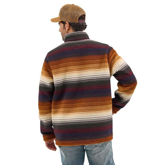 Wrangler Men's Striped Quarter Zip Sherpa Pullover
