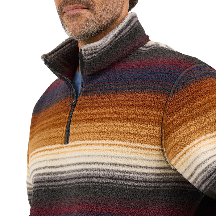 Wrangler Men's Striped Quarter Zip Sherpa Pullover