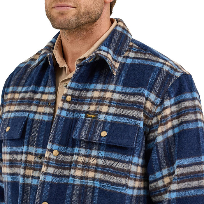 Wrangler Men's Navy Plaid Lined Shirt Jacket