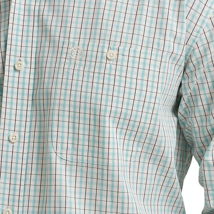 Wrangler Men's George Strait Aqua Plaid Shirt