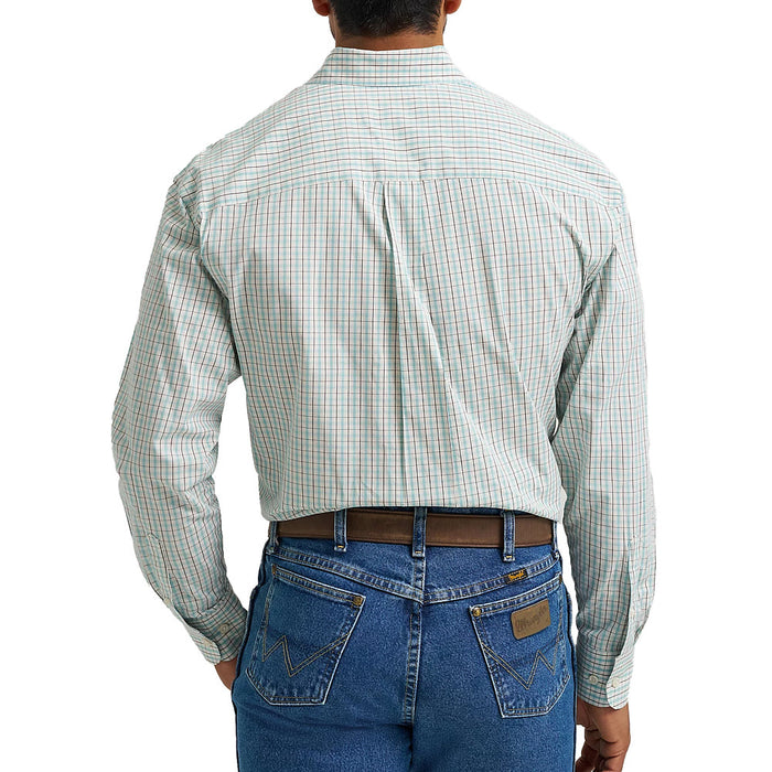 Wrangler Men's George Strait Aqua Plaid Shirt