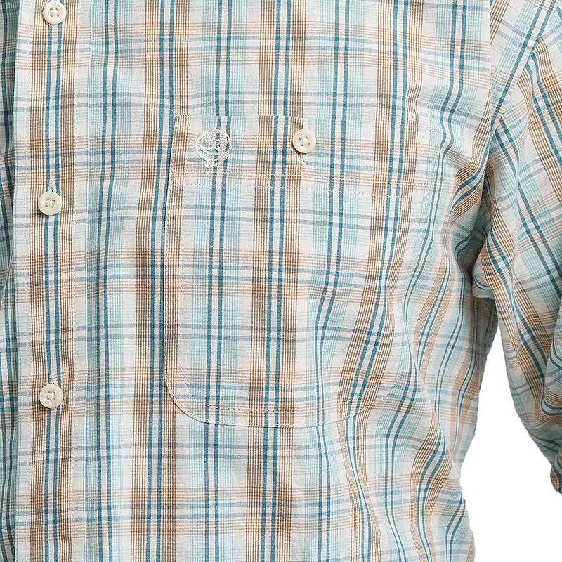 Wrangler Men's George Strait Aqua Plaid Print Shirt