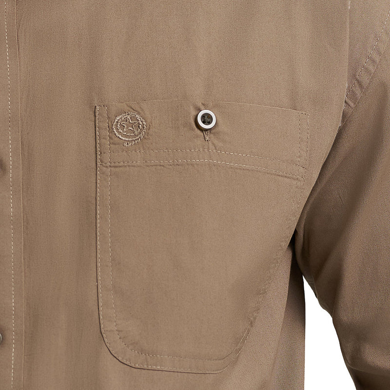 Wrangler Men's George Strait Collection Button Down Walnut Solid Shirt