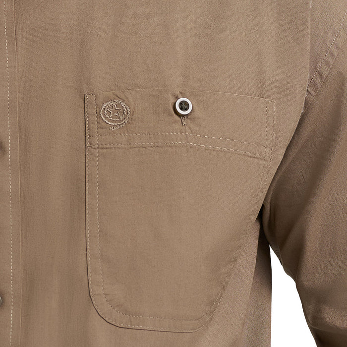 Wrangler Men's George Strait Collection Button Down Walnut Solid Shirt