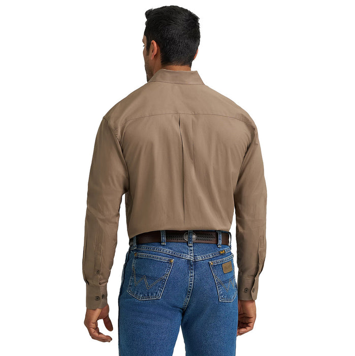 Wrangler Men's George Strait Collection Button Down Walnut Solid Shirt