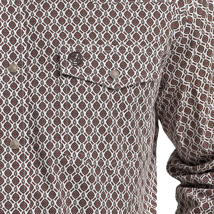 Wrangler Men's George Strait Brown Multi Print Shirt