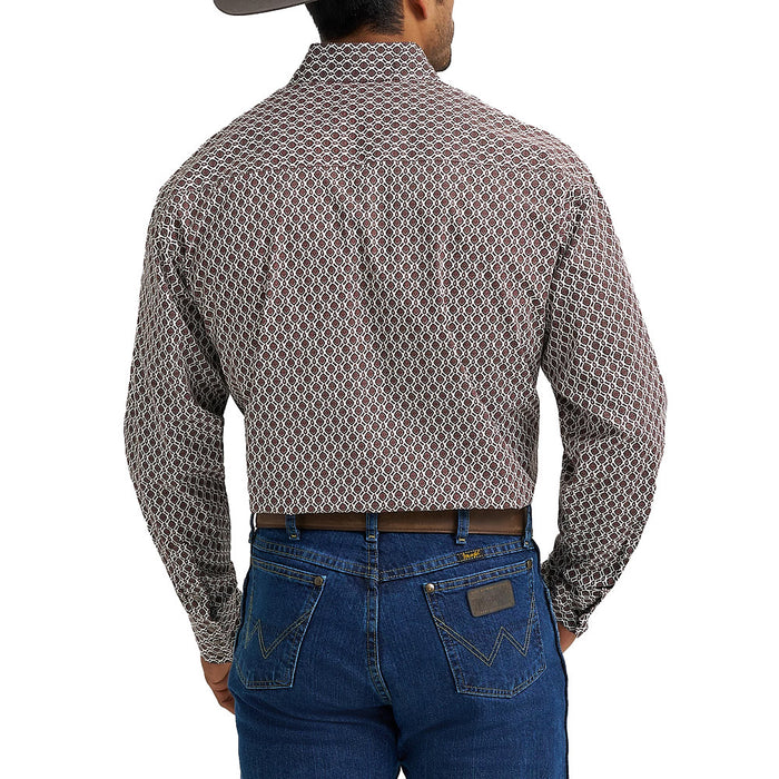 Wrangler Men's George Strait Brown Multi Print Shirt