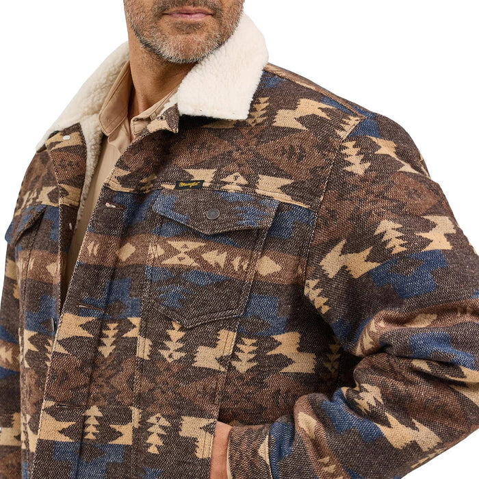 Wrangler Men's Chocolate Torte Sherpa Jacquard Jacket