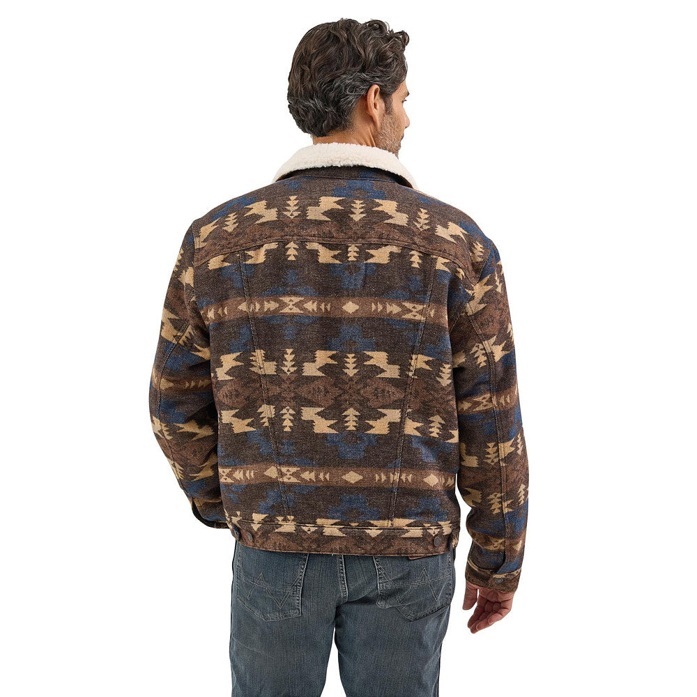 Wrangler Men's Chocolate Torte Sherpa Jacquard Jacket